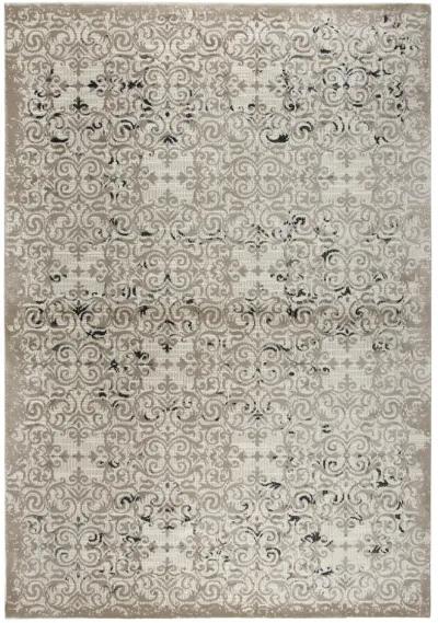 Panache Beige/Taupe Medallion Polypropylene 6'7" x 9'6" Rectangle Rug