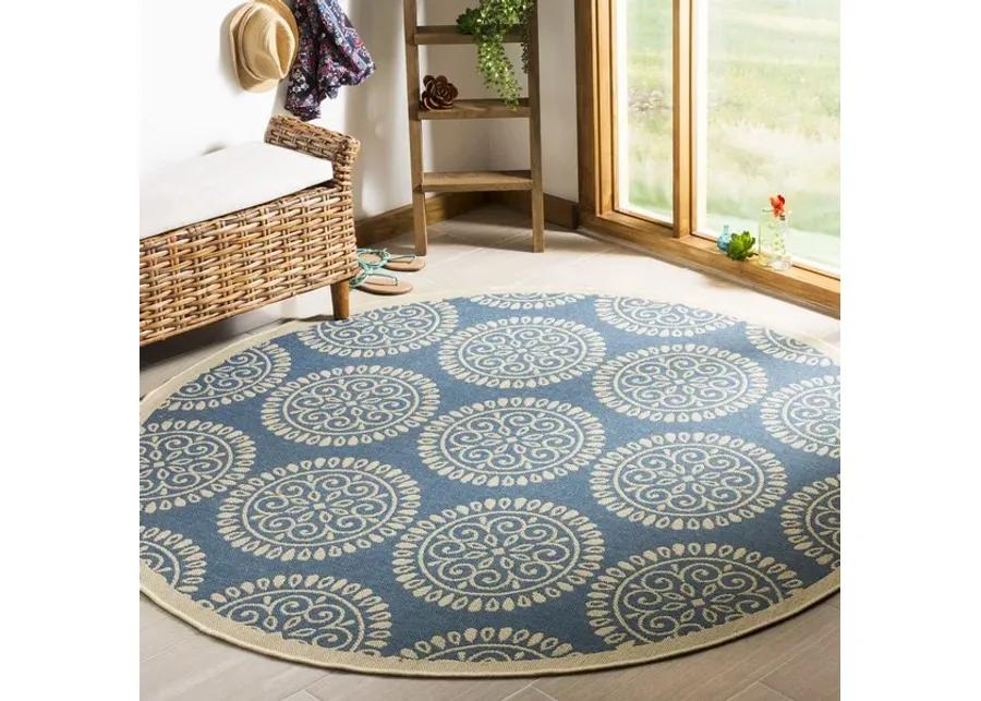 LINDEN 176 Collection LND176M-6R Blue / Creme 6'-7" X 6'-7" Round