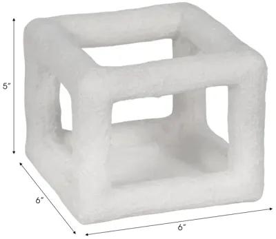 6" Textured Open Square Object, White