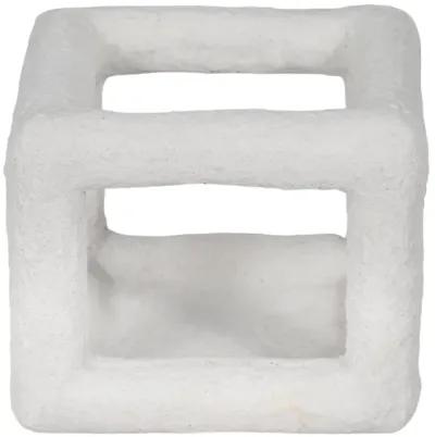 6" Textured Open Square Object, White