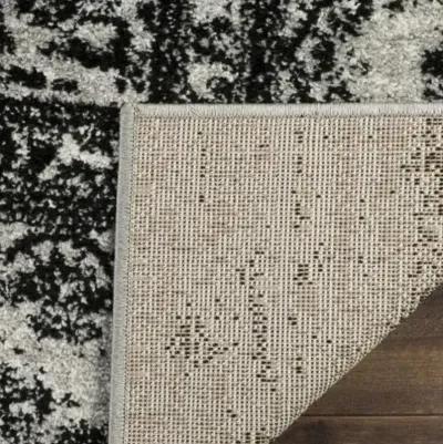 Adirondack Contemporary Silver / Black 2'-6" X 20' Powerloomed Rug