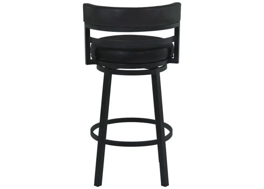 Titana 30" Bar Height Metal Swivel Barstool in Ford Black Pu and Black Finish