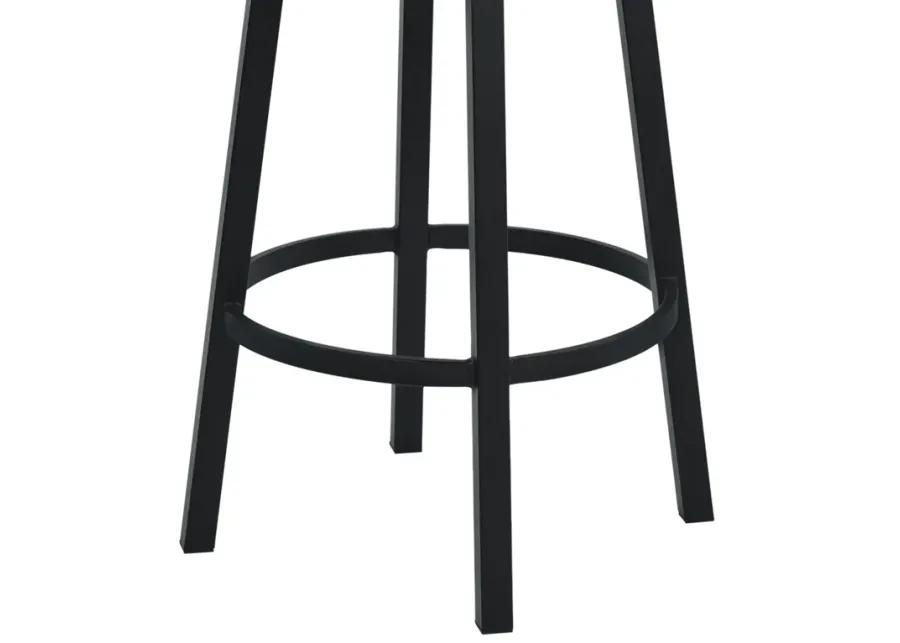 Titana 30" Bar Height Metal Swivel Barstool in Ford Black Pu and Black Finish