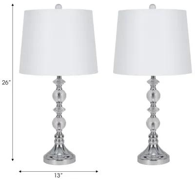 S/2 Crystal 26" Table Lamp, Silver