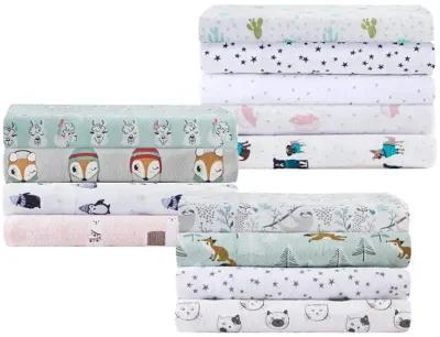 Intelligent Design Cozy Soft Blue Penguins Cotton Flannel Printed Sheet Set