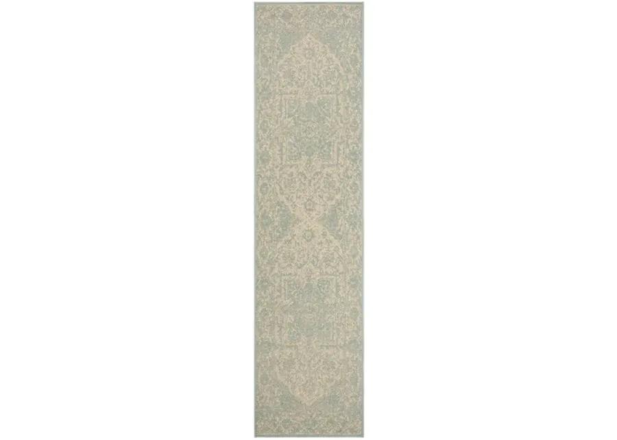 LINDEN 139 Collection LND139L-28 Cream / Aqua 2'-2" X 8'