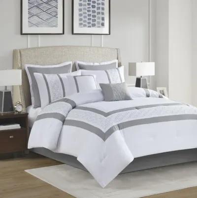 510 Design Powell White 8 Piece Embroidered Comforter Set