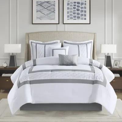 510 Design Powell White 8 Piece Embroidered Comforter Set