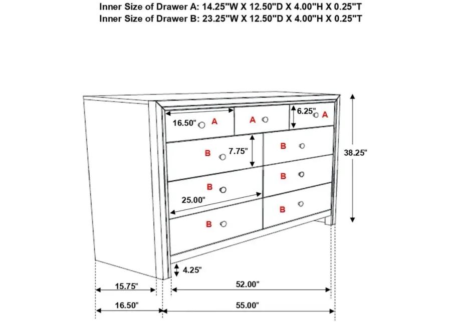 Serenity Rectangular 9-drawer Dresser Rich Merlot