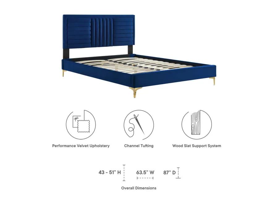 Sofia Channel Tufted Performance Velvet Queen Platform Bed