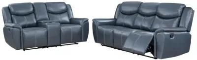 Sloane 2-piece Upholstered Motion Reclining Sofa Set Blue