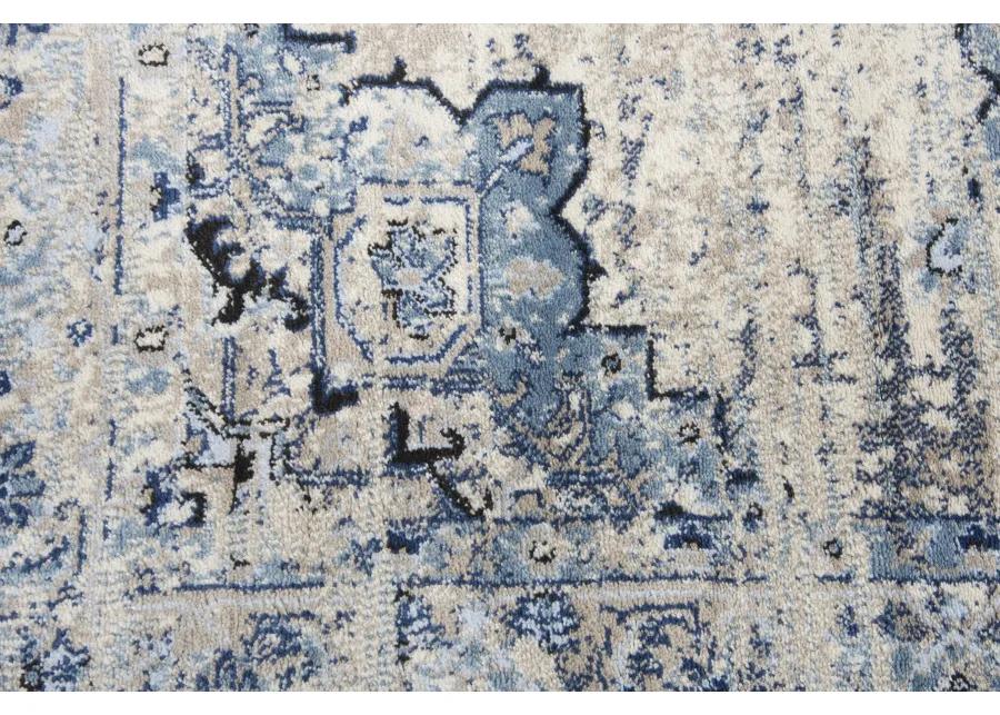 Encore Blue Traditional Medallion Polypropylene 5'2" x 7'3" Rectangle Rug