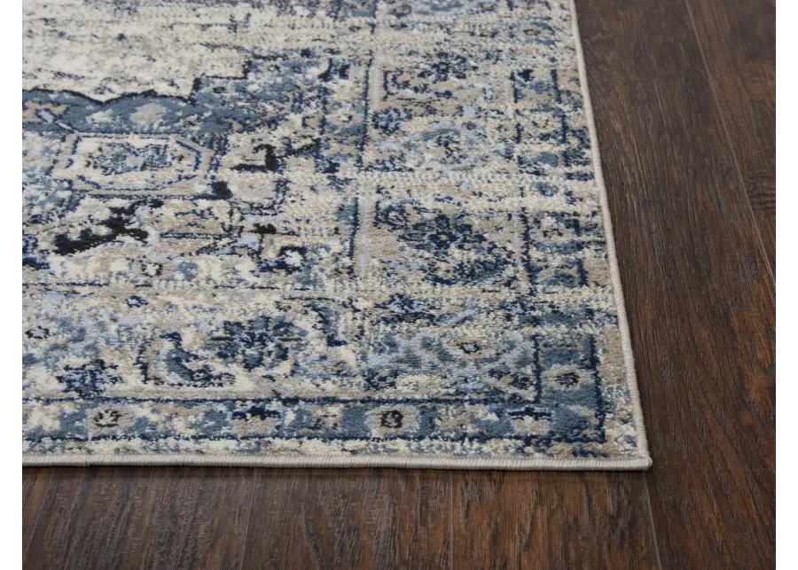 Encore Blue Traditional Medallion Polypropylene 5'2" x 7'3" Rectangle Rug