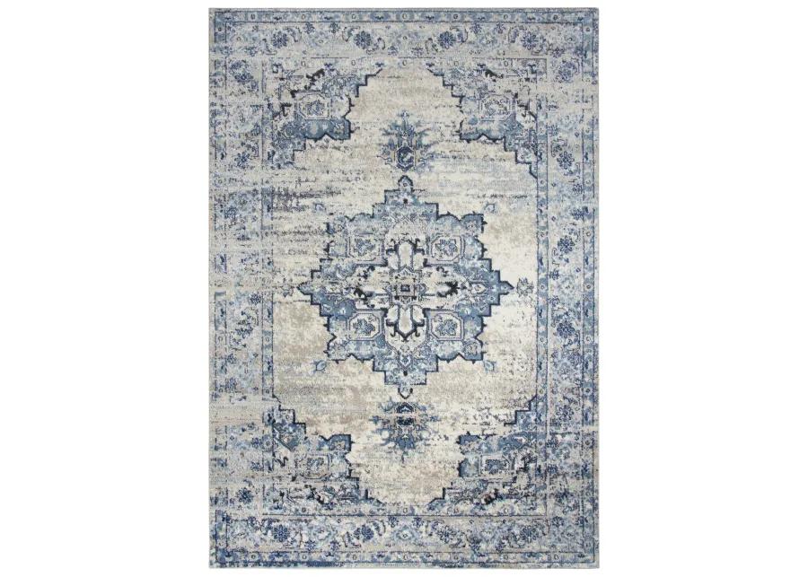 Encore Blue Traditional Medallion Polypropylene 5'2" x 7'3" Rectangle Rug