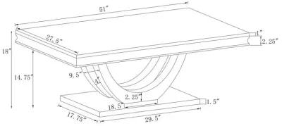 Kerwin U-base Rectangle Coffee Table White and Chrome