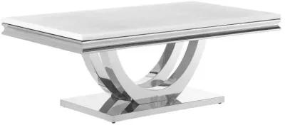 Kerwin U-base Rectangle Coffee Table White and Chrome