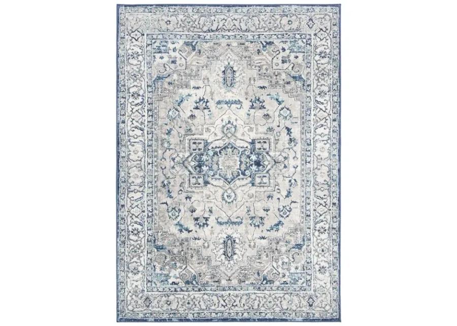 Brentwood 851 Light Grey / Blue 6' X 9' Medium Rectangle Powerloomed Rug