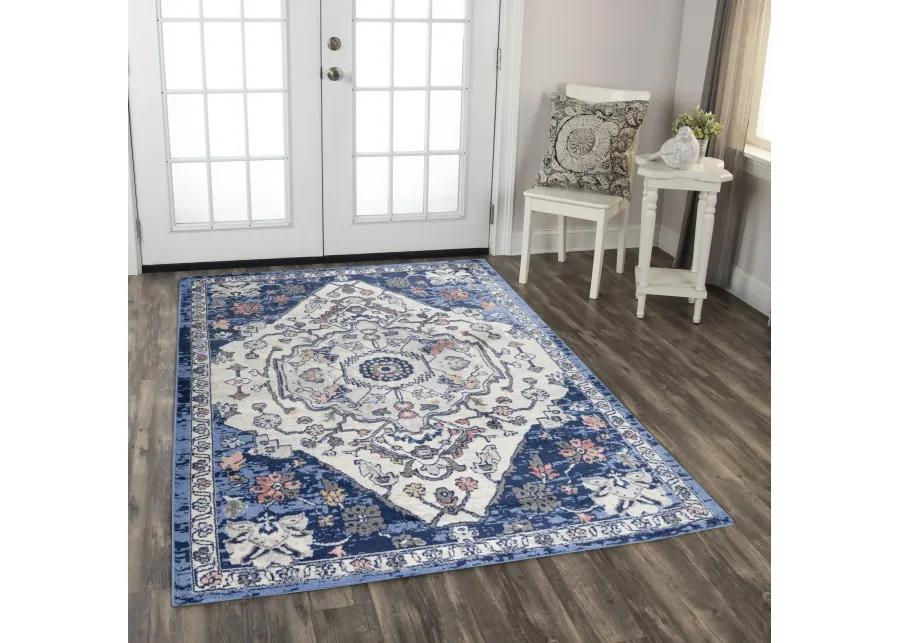 Marquise Blue  Polypropylene  5'2" x 7'3" Rectangle Rug