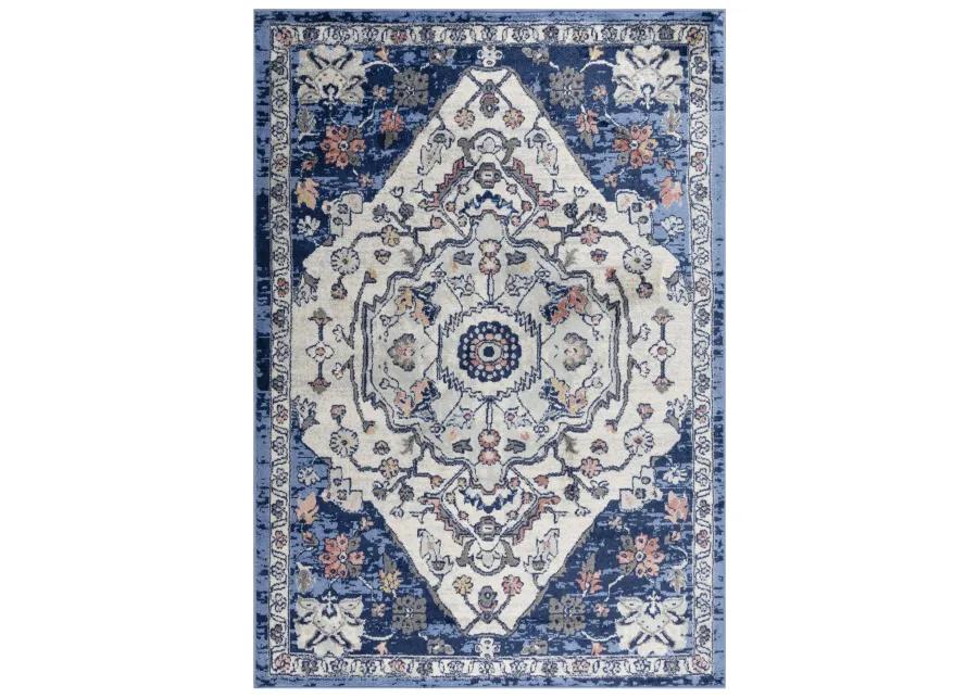 Marquise Blue  Polypropylene  5'2" x 7'3" Rectangle Rug