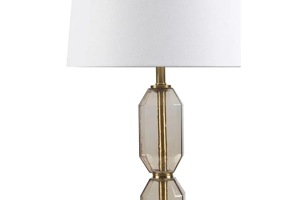 Faceted Brown Glass Table Lamp