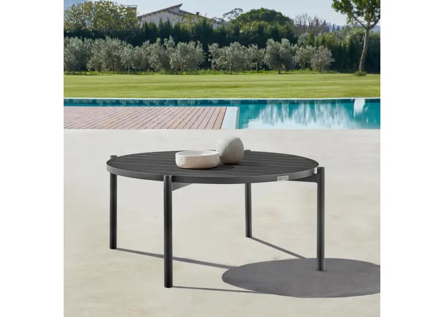 Tiffany Outdoor Patio Round Coffee Table in Black Aluminum