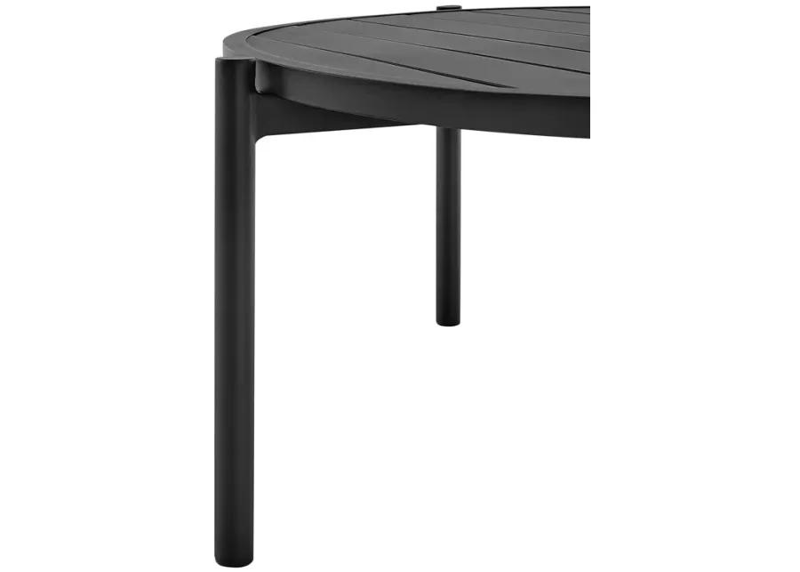 Tiffany Outdoor Patio Round Coffee Table in Black Aluminum