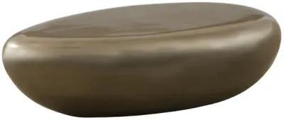 River Stone Coffee Table, Large, Resin, Polished Bronze Finish