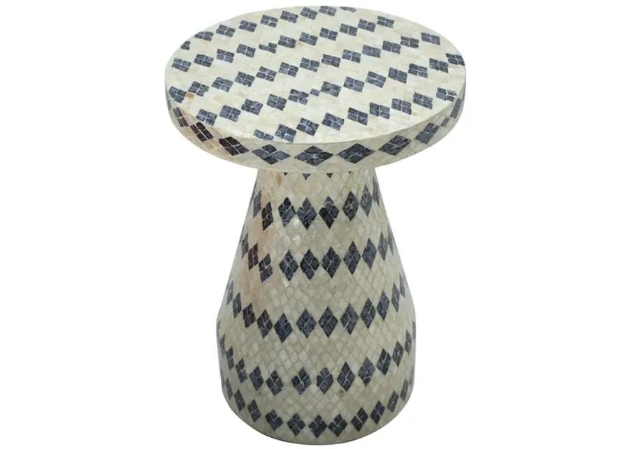 Halio Cream & Blue Checkered Shell Side Table