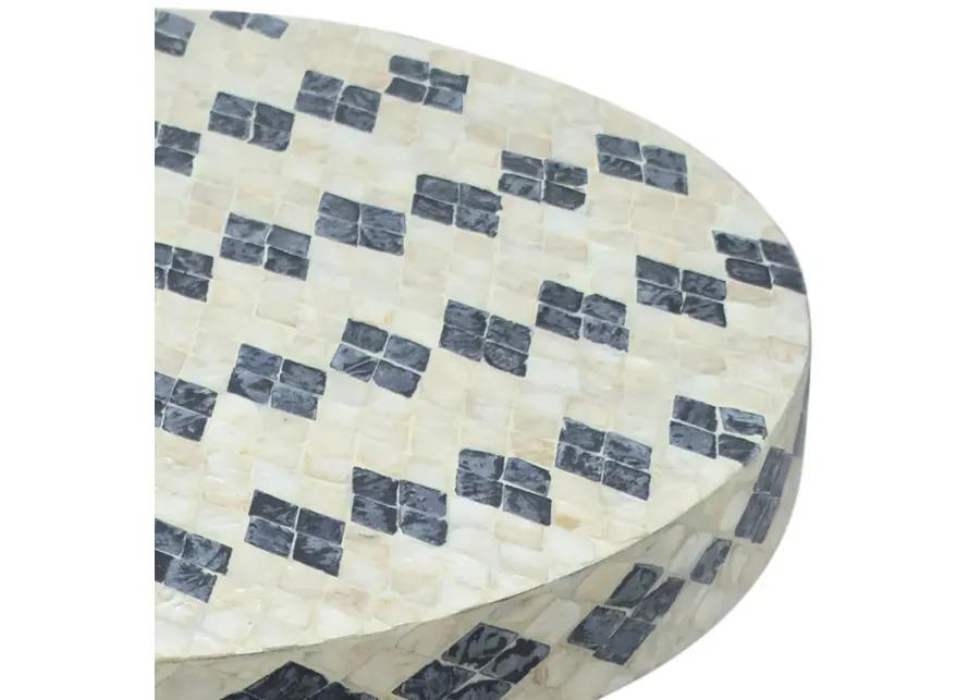 Halio Cream & Blue Checkered Shell Side Table