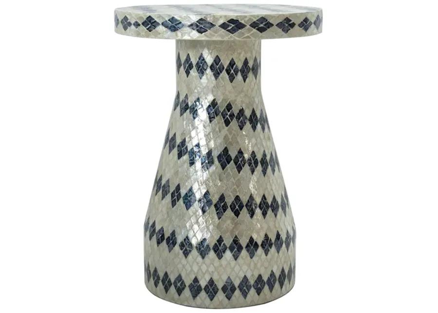 Halio Cream & Blue Checkered Shell Side Table