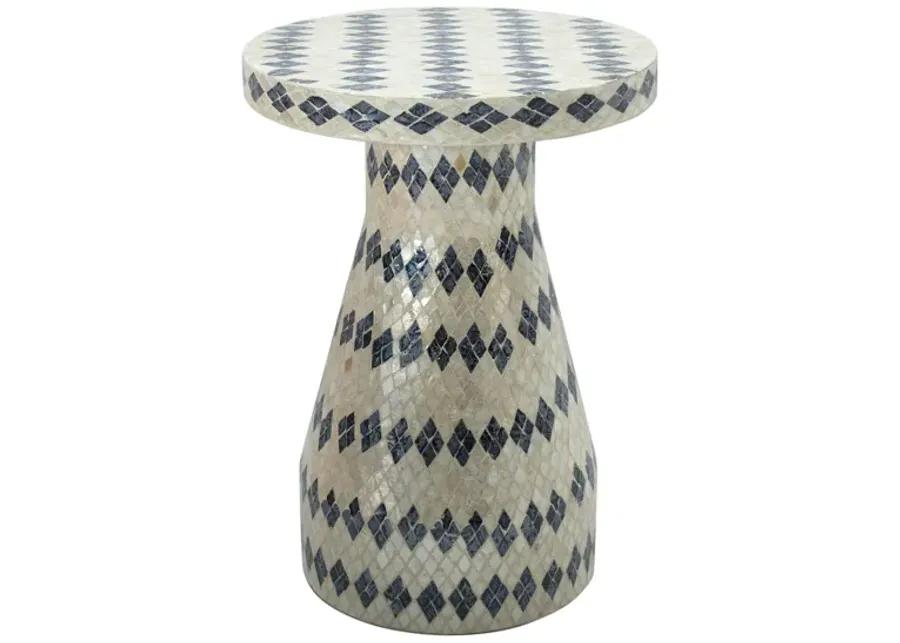 Halio Cream & Blue Checkered Shell Side Table