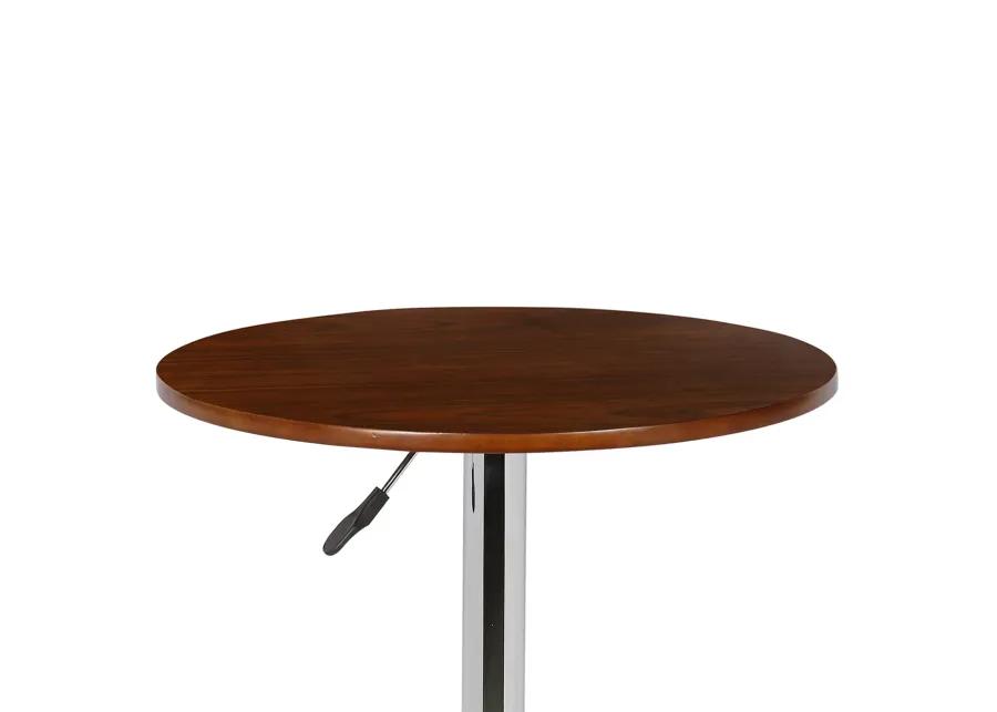 Bentley Adjustable Pub Table in Walnut Wood and Chrome finish