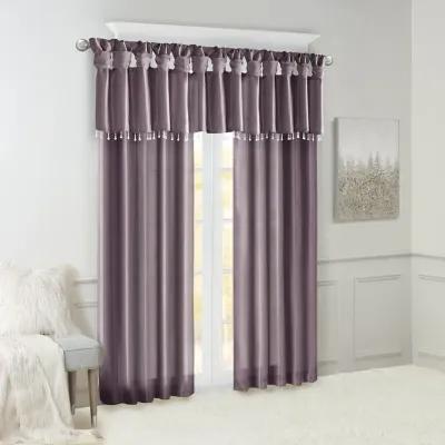 Madison Park Emilia Purple Lightweight Faux Silk Valance With Beads