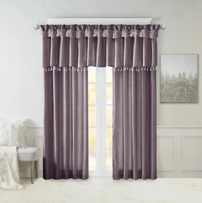 Madison Park Emilia Purple Lightweight Faux Silk Valance With Beads