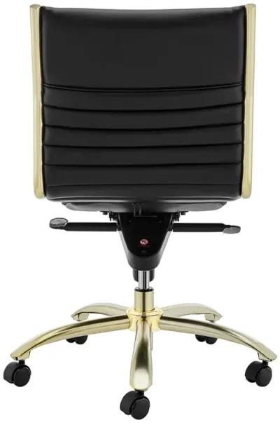 Dirk Low Back Office Chair w/o Armrests in Black with Matte Brushed Gold Base