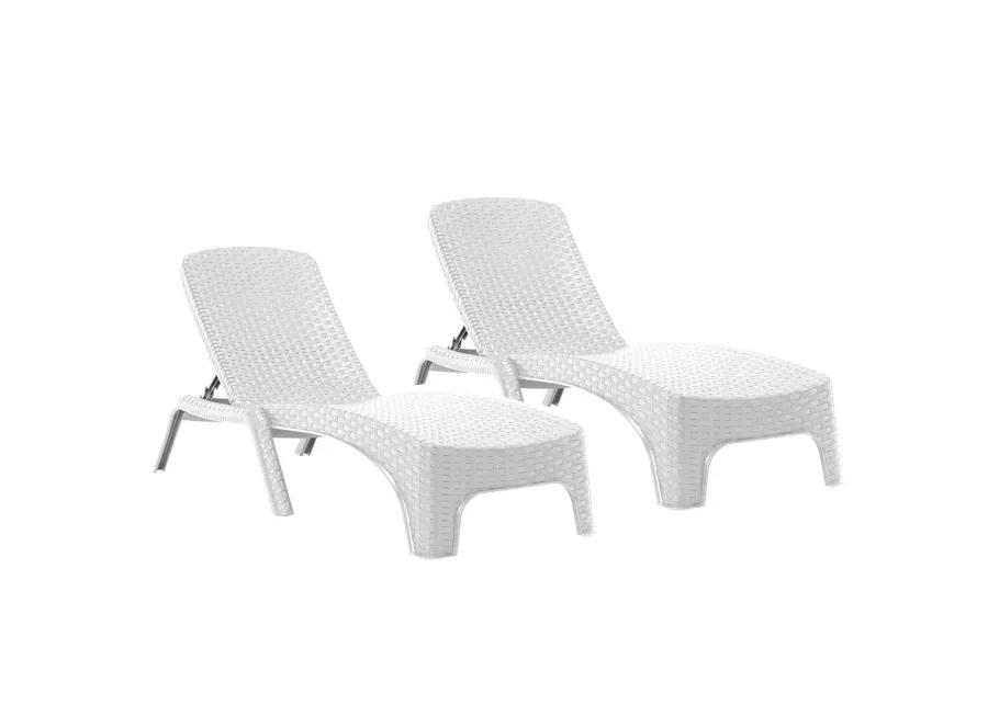 Roma Set of 2 Chaise Lounger-White