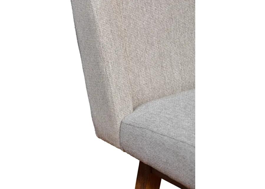 Stancoste Swivel Counter Stool in Brown Oak Wood Finish with Taupe Fabric