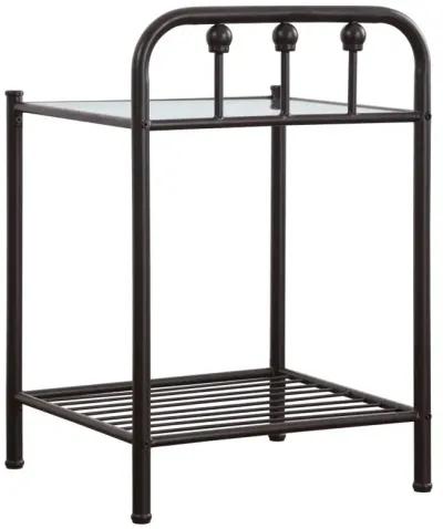 Livingston 1-shelf Nightstand with Glass Top Dark Bronze