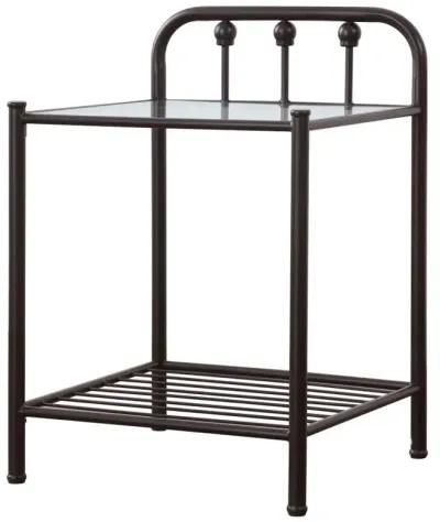 Livingston 1-shelf Nightstand with Glass Top Dark Bronze