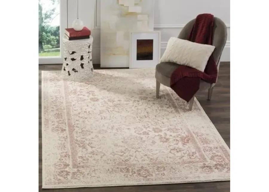 Adirondack Contemporary Ivory / Rose 2'-6" X 8' Powerloomed Rug