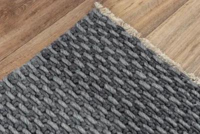 Capri Gray Basketweave Polyester/Wool Blend 8'6" x 11'6" Rectangle Rug