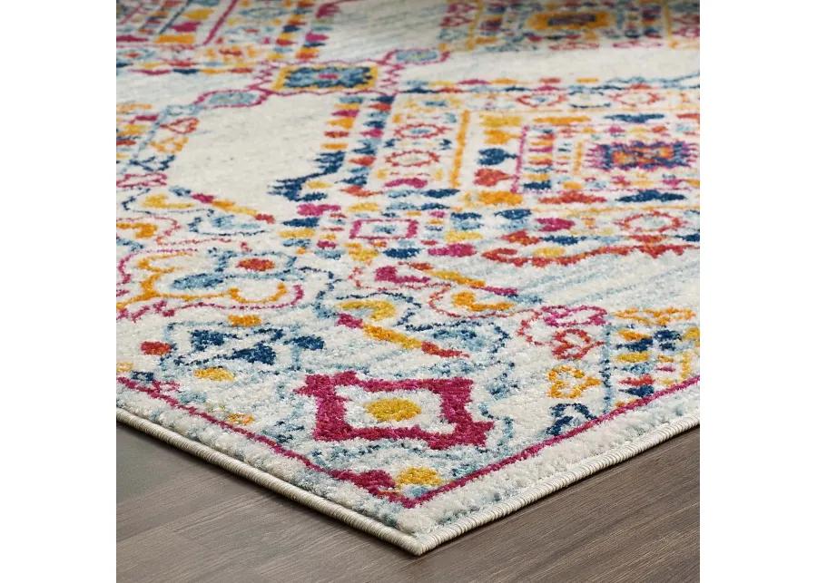 Entourage Khalida Distressed Vintage Floral Lattice 5x8 Area Rug