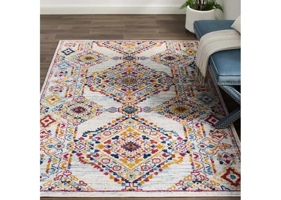 Entourage Khalida Distressed Vintage Floral Lattice 5x8 Area Rug