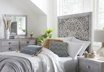 Boho Chic California King-Size Bed in Washed White