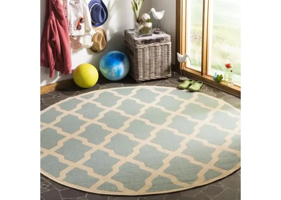 LINDEN 122 Collection LND122K-6R Aqua / Cream 6'-7" X 6'-7" Round