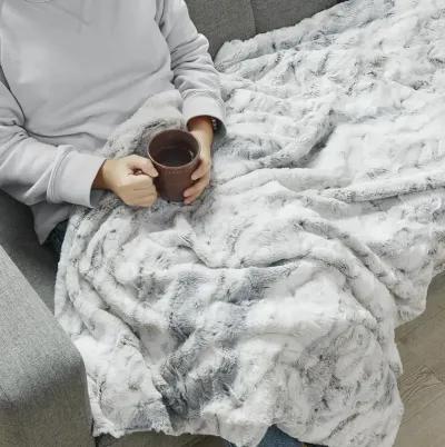 Madison Park Sachi Grey Oversized Faux Fur Throw