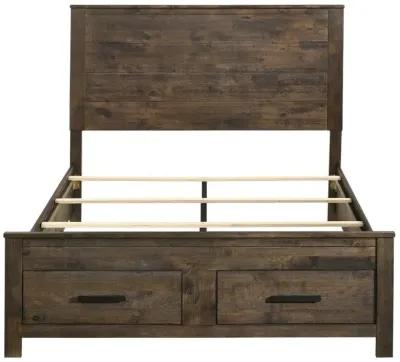 Woodmont Eastern King Storage Bed Rustic Golden Brown