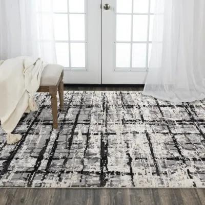 Couture Black/Ivory Classic/Updated NZ Wool/Tencel Blend 5' x 8' Rectangle Rug