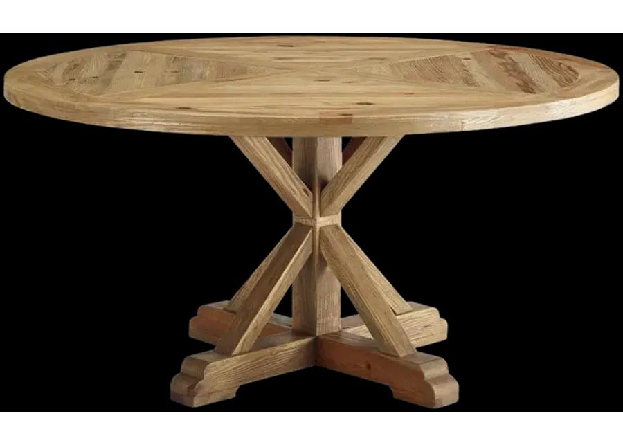 Stitch 59" Round Pine Wood Dining Table