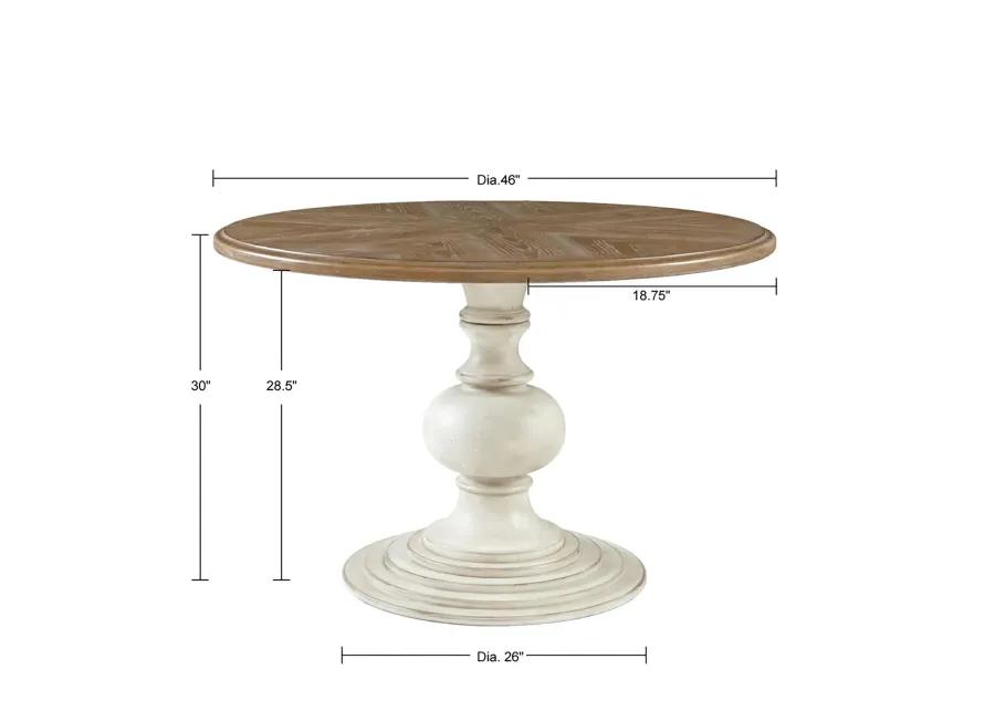 Madison Park Lexi Reclaimed Walnut/Antique Cream 46" Round Pedestal Dining Table